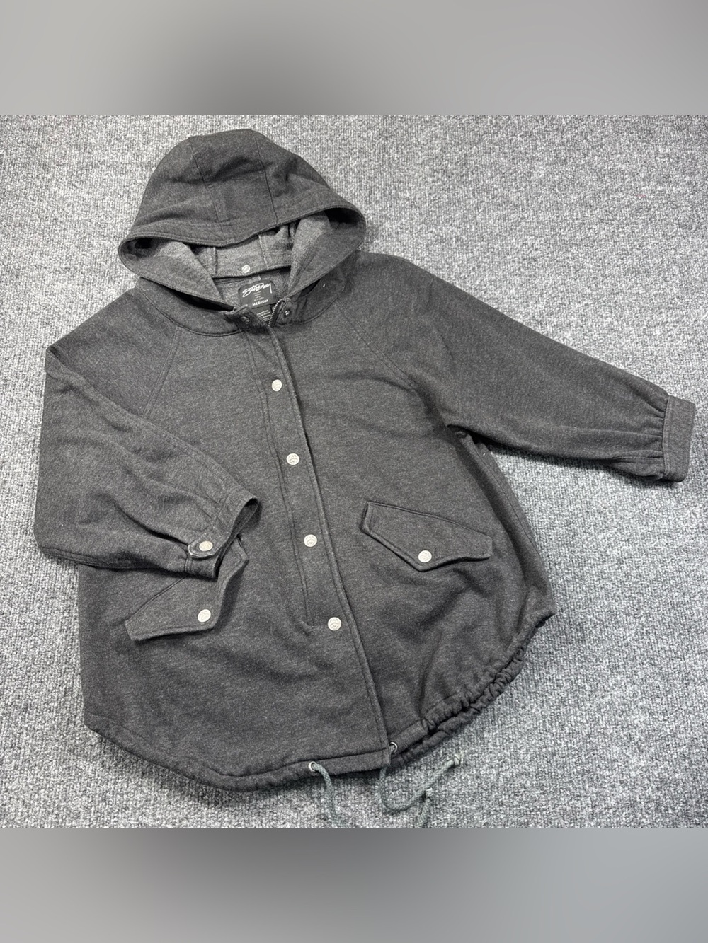 Stussy Grey Casual Hooded Jacket Womens Size Medium